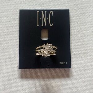 INC International Concepts Gold & Silver Tone Ring w/ Crystal Accents  Size 7